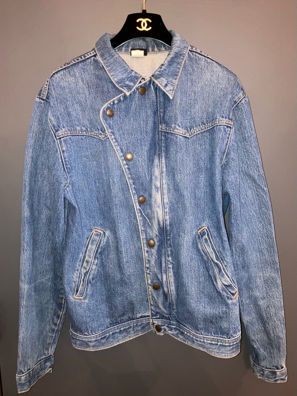 Vintage Levi’s Movin’ On Denim Jacket M Light Blue Asymmetric Western